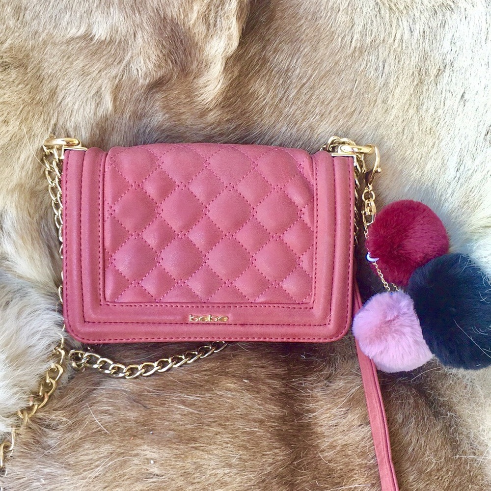 Bebe quilted cross-body/shoulder bag dusty rose